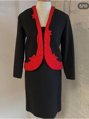 Maggy Reeves Dress and Blazer with Red Silk Quilted Detailing